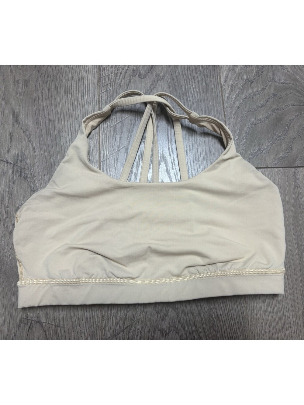 Lululemon Sports Bra Womens 10 Beige Tan Energy Medium Support Yoga Unpadded